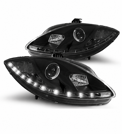 💕 Fari Anteriori Adatti per Seat Leon/Altea/Toledo 05-09 LED DRL Neri 💕