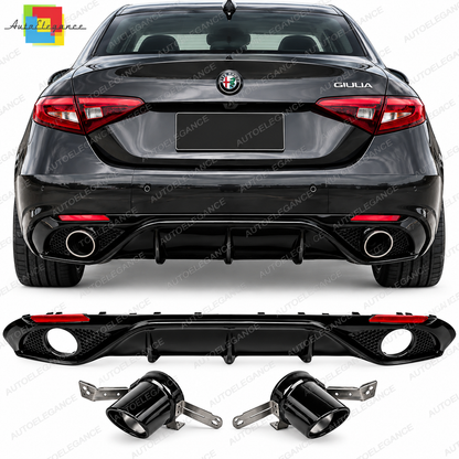 💕Diffusore+terminale di scarico adatto per Alfa Romeo Giulia effetto Carbonio💕