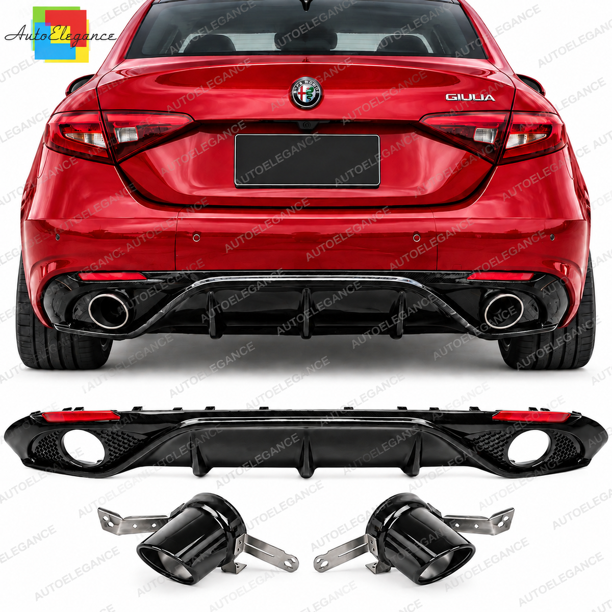 💕Diffusore+terminale di scarico adatto per Alfa Romeo Giulia effetto Carbonio💕