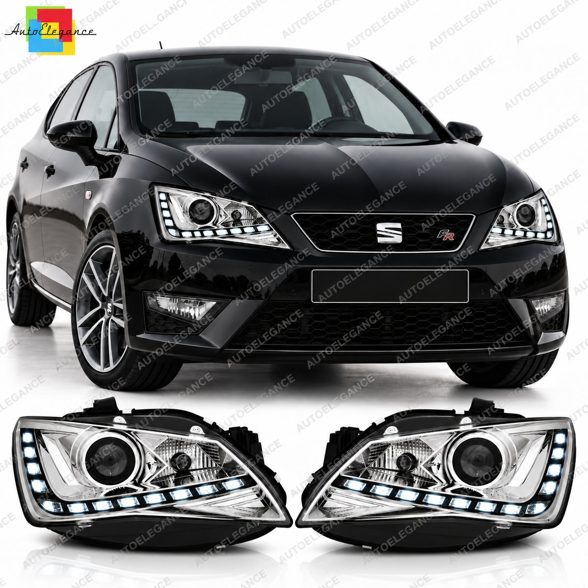 💕 Fari Anteriori Adatti per Seat Ibiza 6J 12-15 True DRL LED Cromati 💕