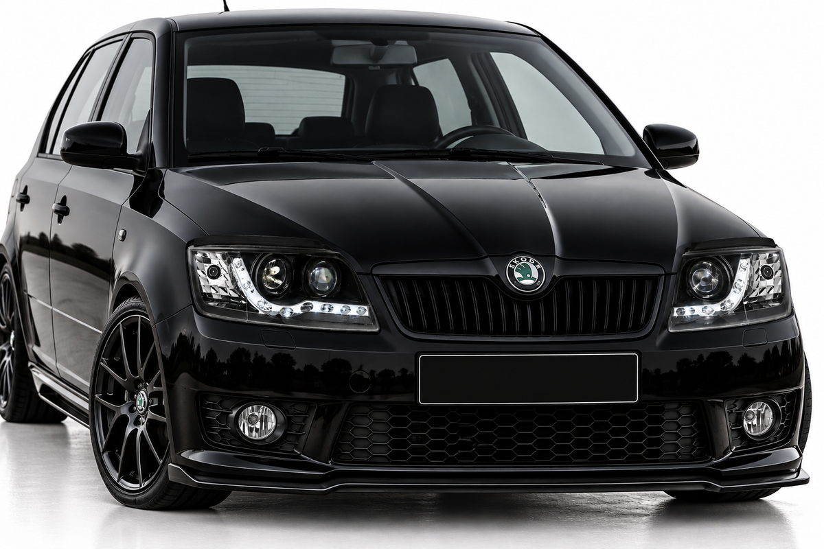 💕 Fari Anteriori Adatti per Skoda Fabia 99-08 LED DRL Neri 💕