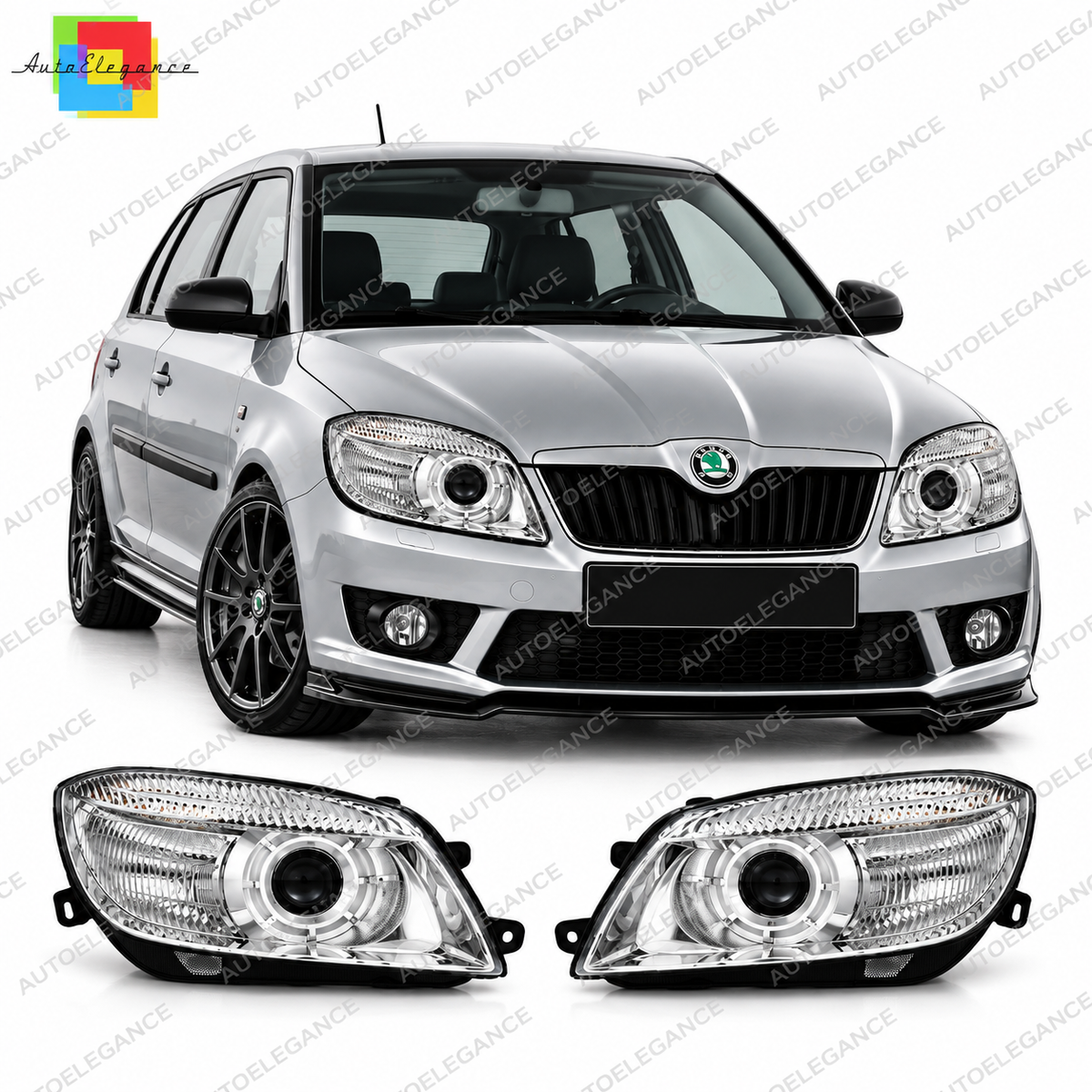 💕 Fari Anteriori Adatti per Skoda Fabia 03-10 Roomster 06-10 Cromati 💕