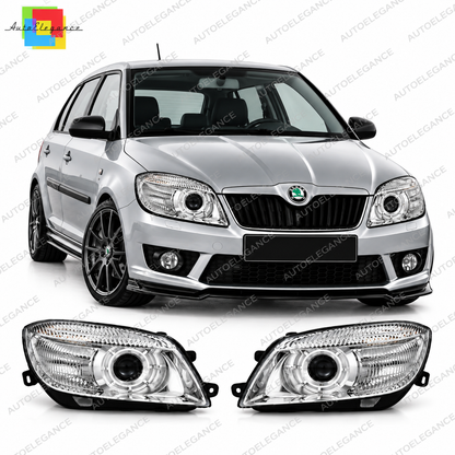 💕 Fari Anteriori Adatti per Skoda Fabia 03-10 Roomster 06-10 Cromati 💕