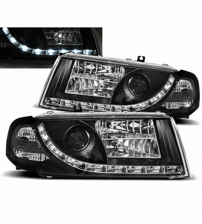 💕 Fari Anteriori Adatti per Skoda Octavia I 00-10 LED DRL Neri 💕