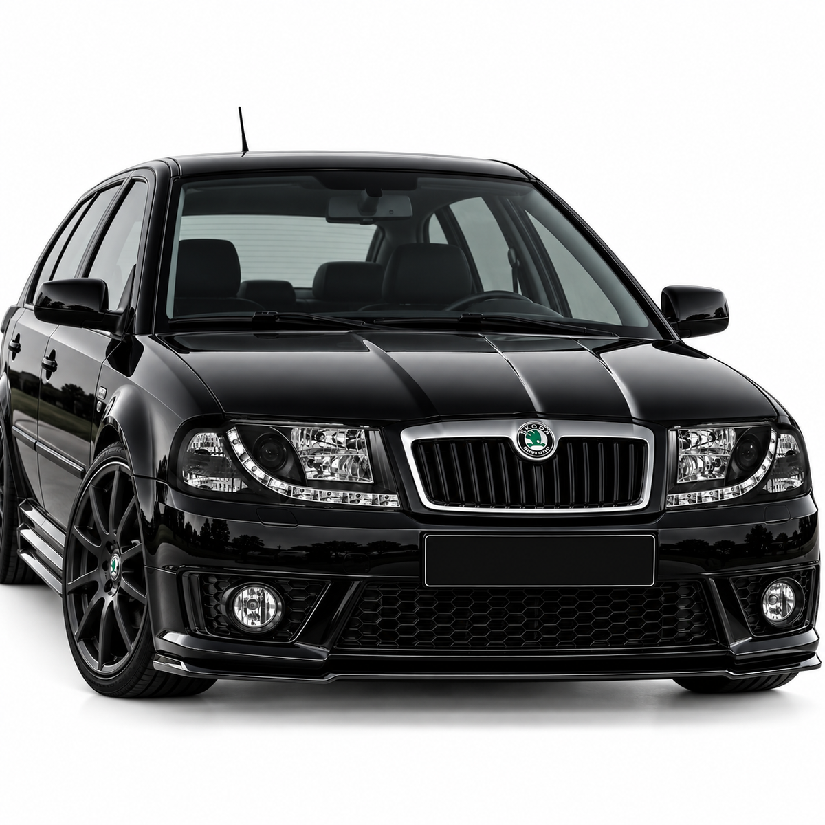 💕 Fari Anteriori Adatti per Skoda Octavia I 00-10 LED DRL Neri 💕