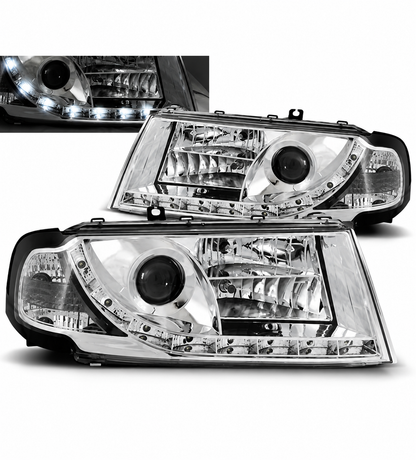 💕 Fari Anteriori Adatti per Skoda Octavia I 00-10 LED DRL Cromati 💕