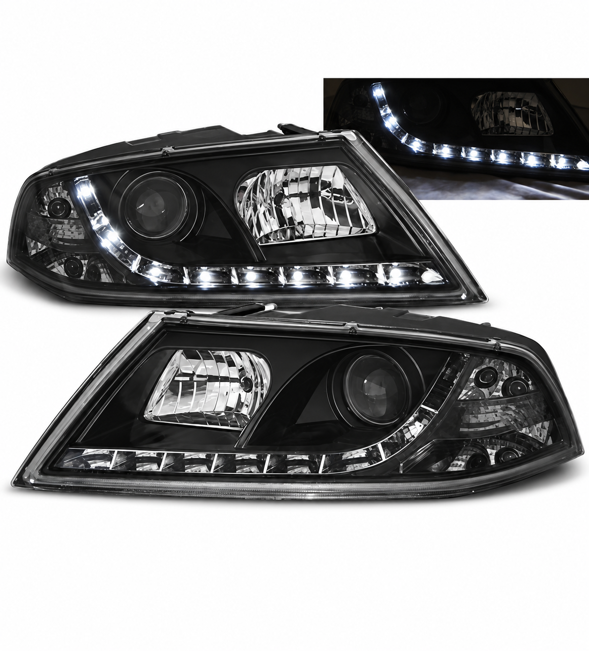 💕 Fari Anteriori Adatti per Skoda Octavia II 03-08 Xenon LED DRL Neri 💕