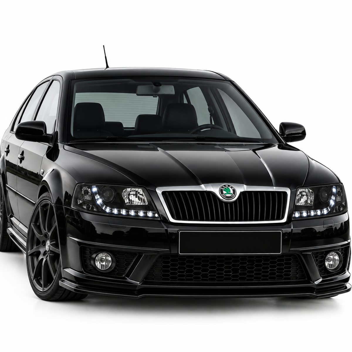 💕 Fari Anteriori Adatti per Skoda Octavia II 03-08 Xenon LED DRL Neri 💕