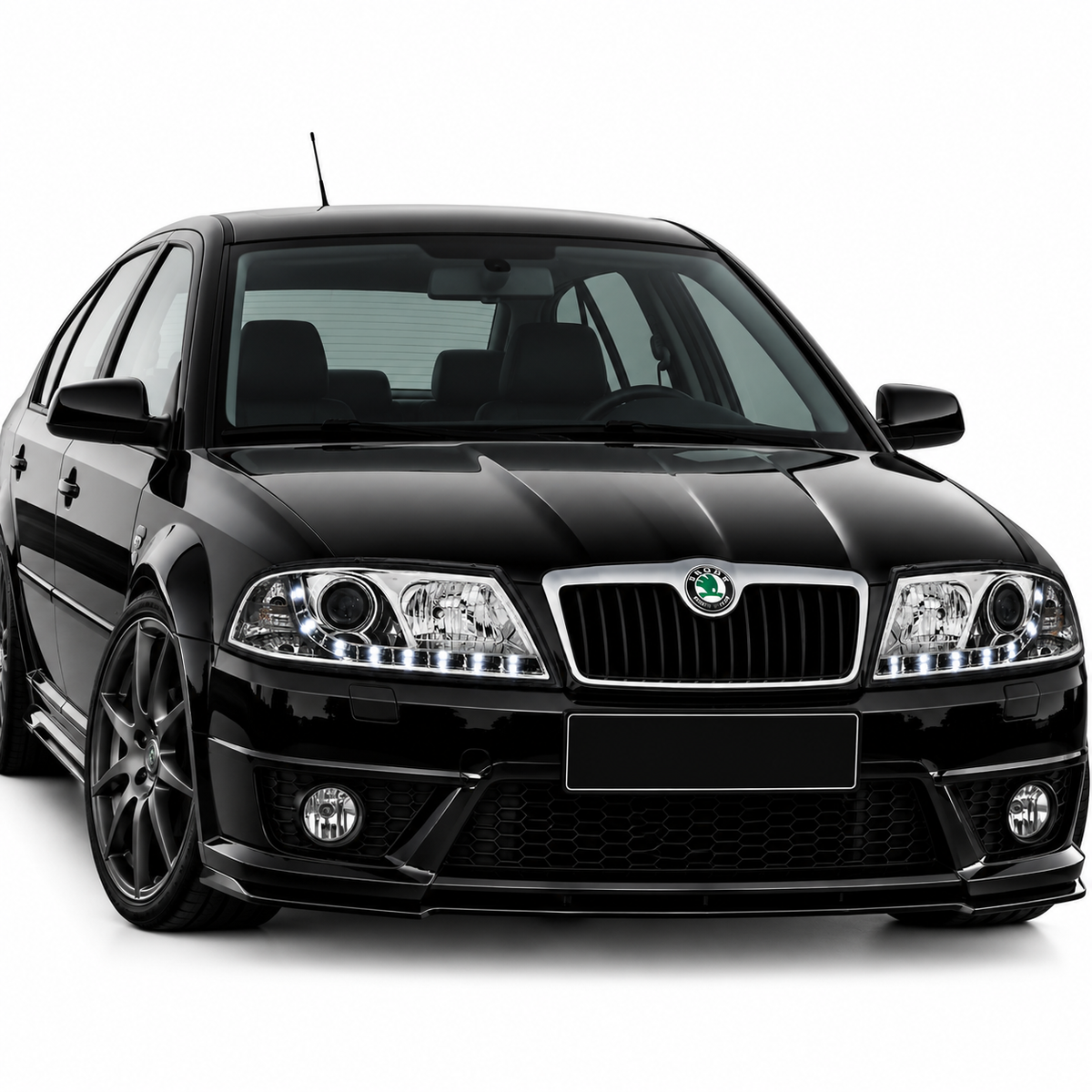 💕 Fari Anteriori Adatti per Skoda Octavia II 03-08 LED DRL Cromati 💕