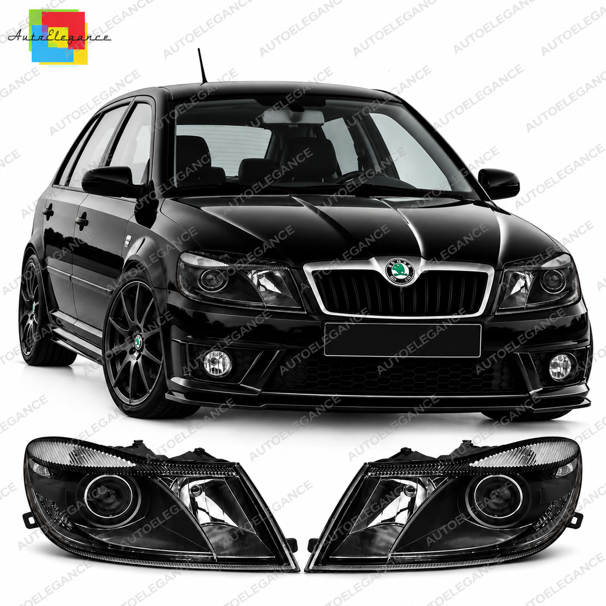 💕 Fari Anteriori Adatti per Skoda Octavia 09-12 Neri 💕