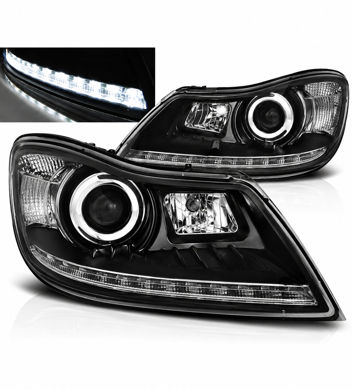 💕 Fari Anteriori Adatti per Skoda Octavia 09-12 True DRL LED Neri 💕