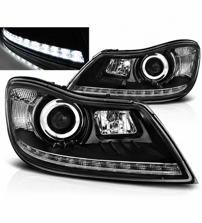 💕 Fari Anteriori Adatti per Skoda Octavia 09-12 True DRL LED Neri 💕