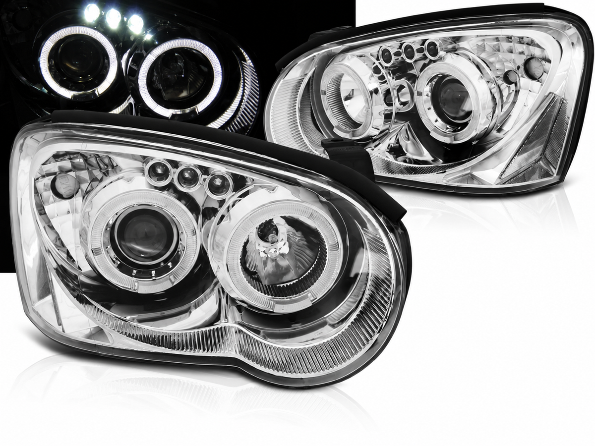 💕 Fari Anteriori Adatti per Subaru Impreza II GD GG 03-05 Angel Eyes Cromati 💕