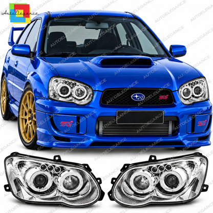 💕 Fari Anteriori Adatti per Subaru Impreza II GD GG 03-05 Angel Eyes Cromati 💕