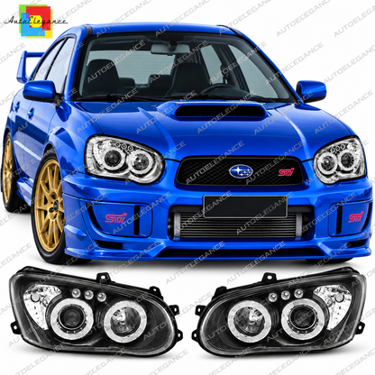 💕 Fari Anteriori Adatti per Subaru Impreza II GD GG 03-05 Angel Eyes Neri 💕