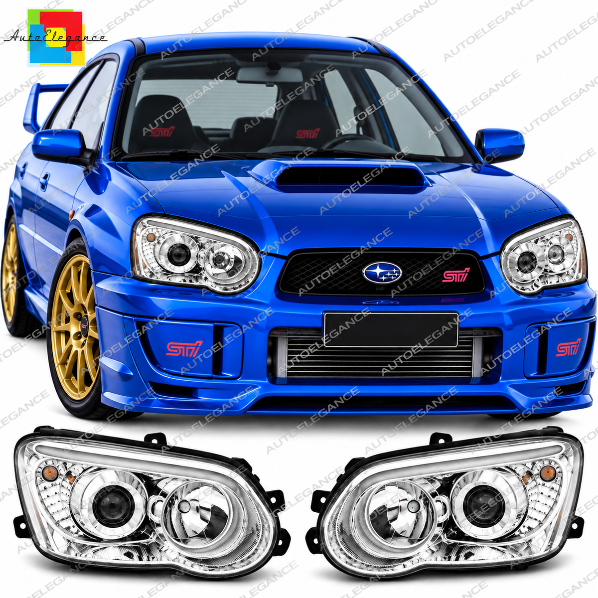 💕 Fari Anteriori Adatti per Subaru Impreza GD GG 03-05 Tube Light Cromati 💕