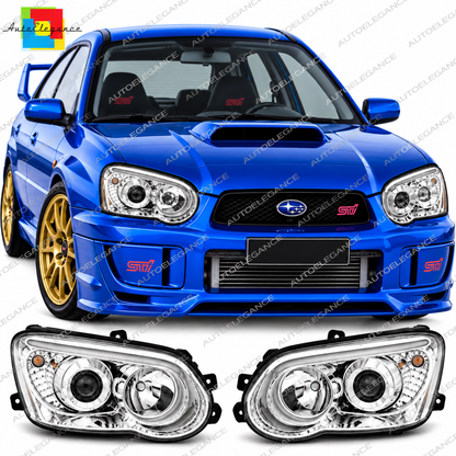 💕 Fari Anteriori Adatti per Subaru Impreza GD GG 03-05 Tube Light Cromati 💕