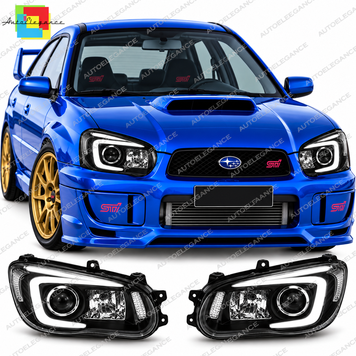 💕 Fari Anteriori Adatti per Subaru Impreza II GD GG 06-07 Xenon Tube Light Neri 💕