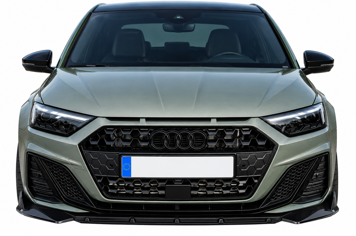💕ART.0037 SPLITTER ANTERIORE ADATTO PER AUDI A1 GB 2018+ NERO LUCIDO LOOK RS💕
