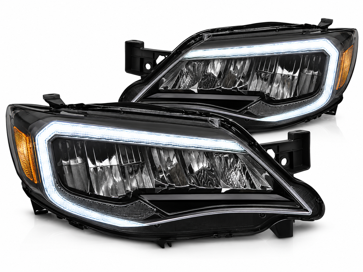 💕 Fari Anteriori Adatti per Subaru WRX 08-14 Full LED DRL Neri 💕