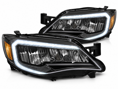 💕 Fari Anteriori Adatti per Subaru WRX 08-14 Full LED DRL Neri 💕