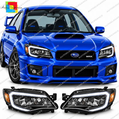 💕 Fari Anteriori Adatti per Subaru WRX 08-14 Full LED DRL Neri 💕