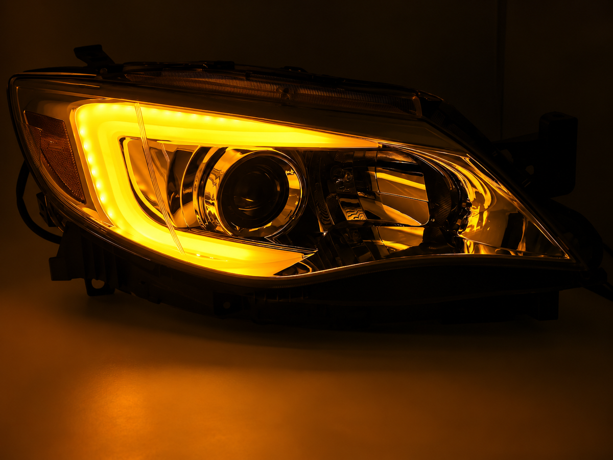 💕 Fari Anteriori Adatti per Subaru WRX 08-14 Tube Light LED Cromati 💕