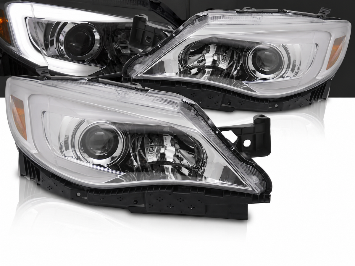 💕 Fari Anteriori Adatti per Subaru WRX 08-14 Tube Light LED Cromati 💕