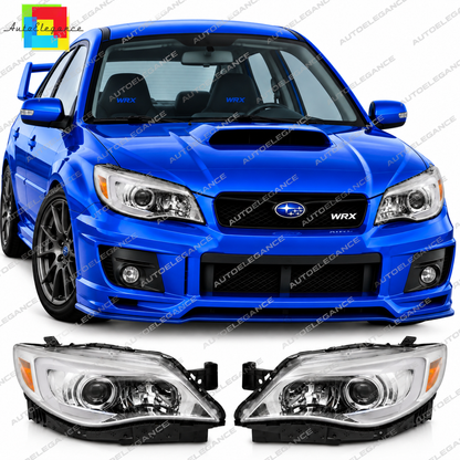 💕 Fari Anteriori Adatti per Subaru WRX 08-14 Tube Light LED Cromati 💕