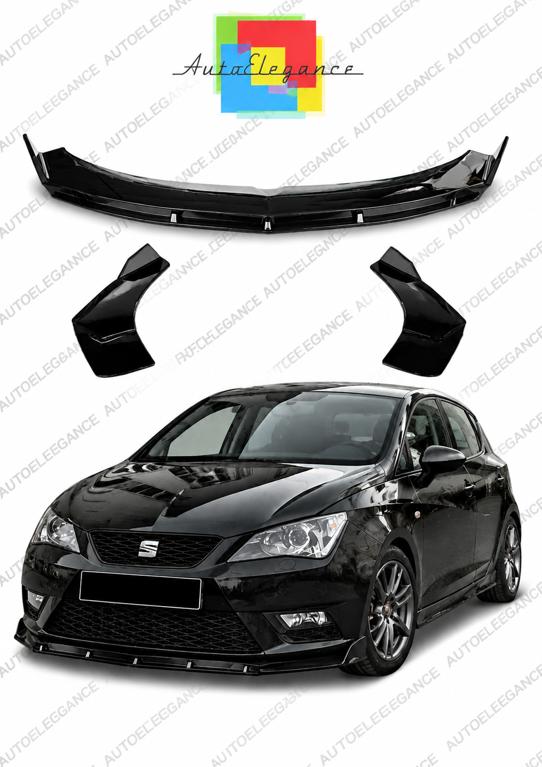 👉Spoiler Anteriore Stile Brabus  adatto per Seat Leon Mk3 12-16 Nero Lucido 👈