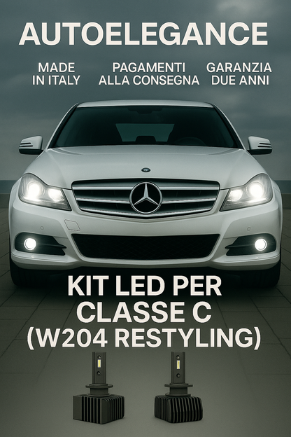 ⭐KIT LED D1S 6000K Anabbaglianti per Mercedes Classe C W204 | Bianco CANBUS ⭐
