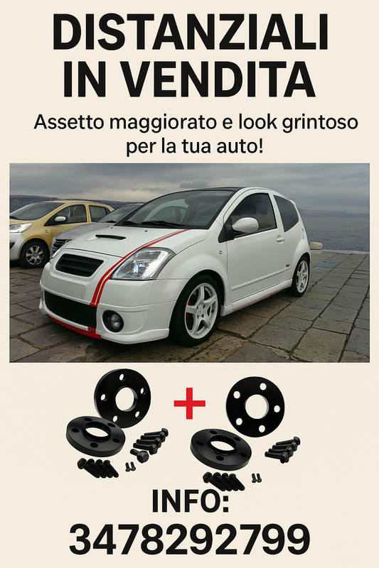 ⭐KIT 4 DISTANZIALI 16+20mm NERO ADATTO PER CITROEN C2 I (JM) dal 2003 al 2017⭐