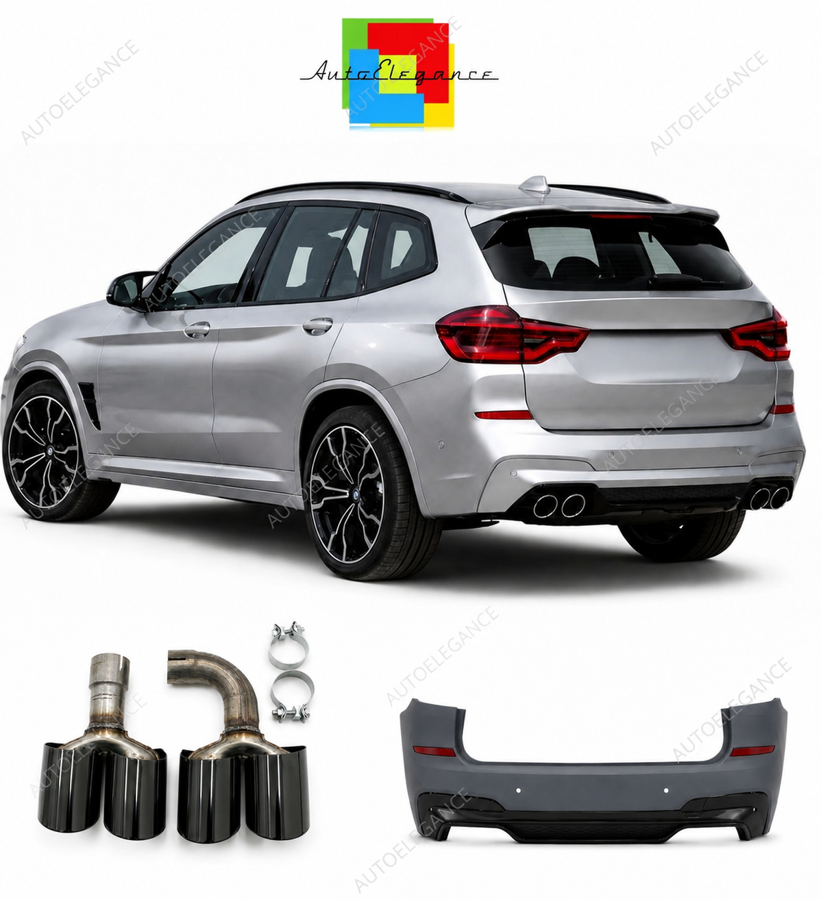 💕PARAURTI POSTERIORE BMW X3 G01 18-20 LOOK X3M PDC CON TERMINALE SCARICO💕