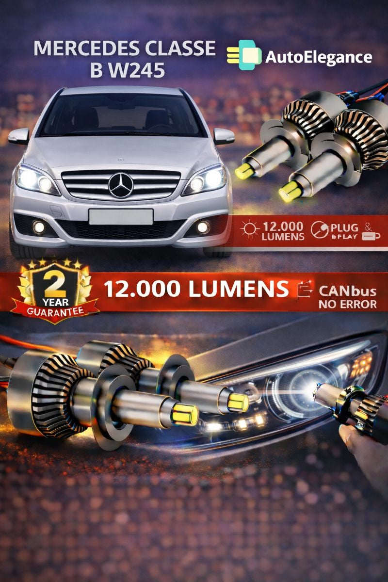 🔥KIT LED PER Mercedes CLASSE B ANABAGLIANTI H7 CANBUS Bianco 6500K 360 gradi.🔥