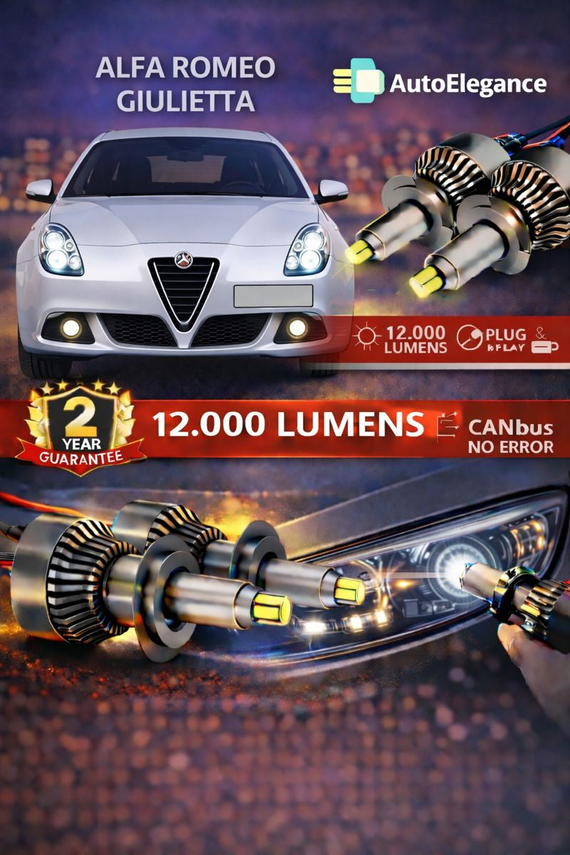 🔥KIT LED ALFA ROMEO GIULIETTA ANABAGLIANTI H7 CANBUS Bianco 6500K 360 gradi.🔥