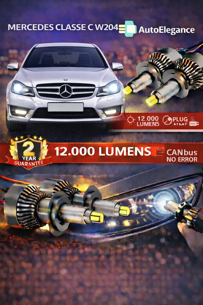 🔥KIT LED PER MERCEDES CLASSE C ANABAGLIANTI H7 CANBUS Bianco 6500K 360 gradi🔥