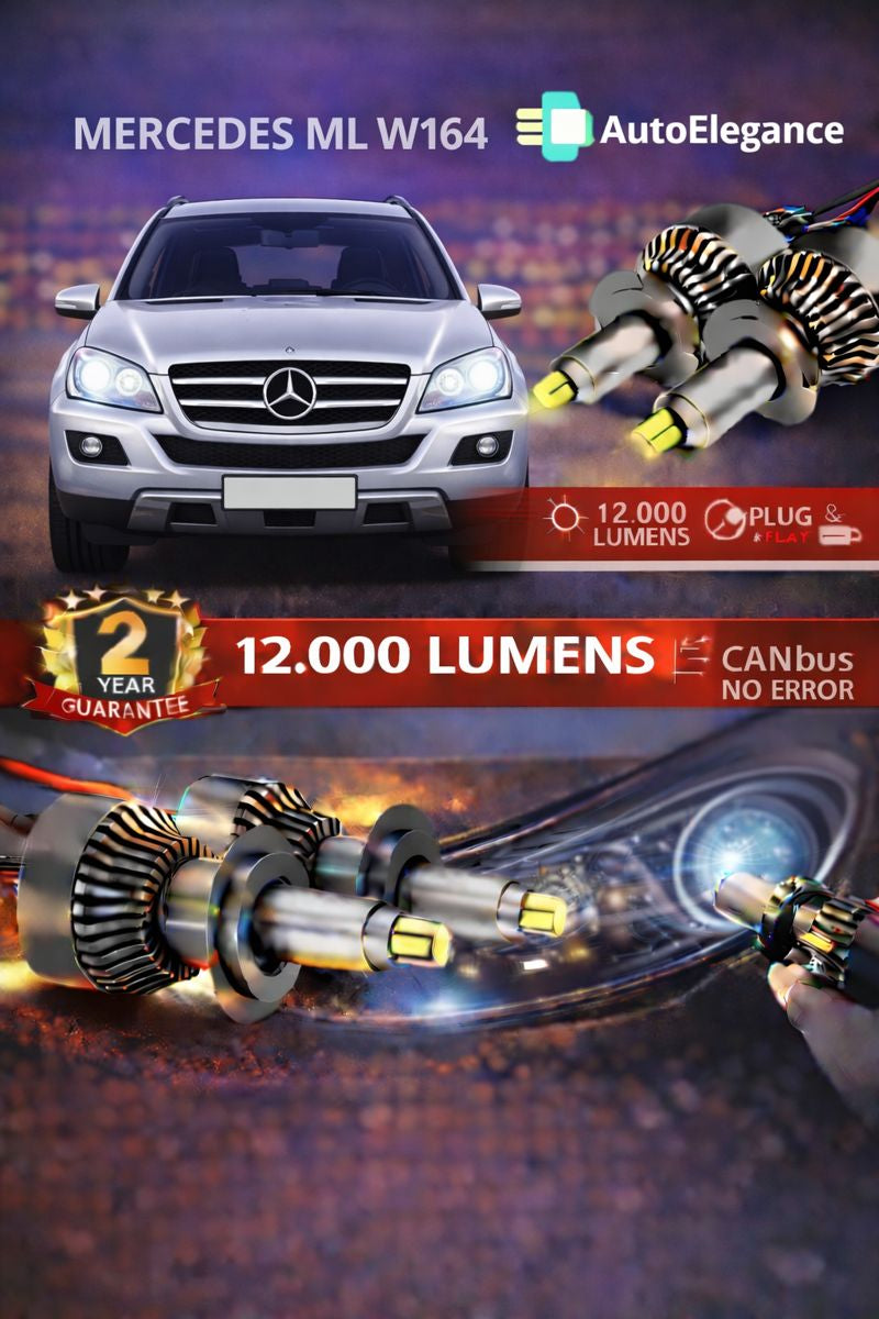 🔥KIT LED PER MERCEDES ML W164 ANABAGLIANTI H7 CANBUS Bianco 6500K 360 gradi🔥 (Copia)