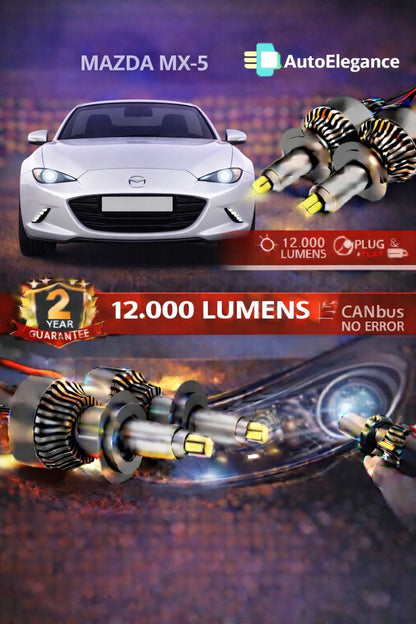 🔥KIT LED PER MAZDA MX-5 ANABAGLIANTI H7 CANBUS Bianco 6500K 360 gradi🔥