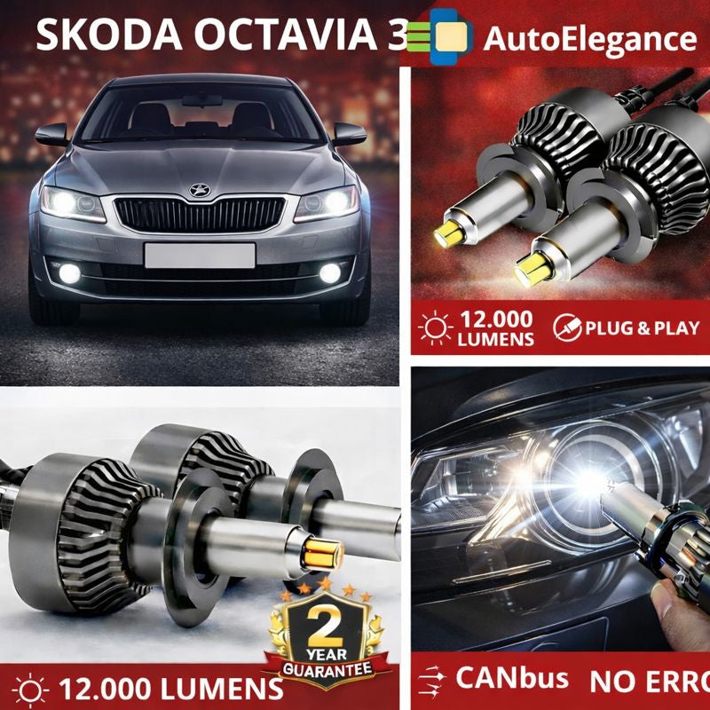 🔥KIT LED PER SKODA OCTAVIA 3 ANABAGLIANTI H7 CANBUS Bianco 6500K 360 gradi🔥