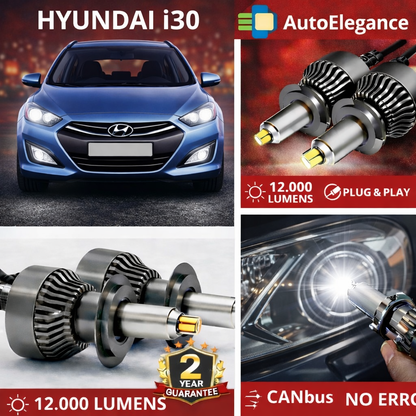🔥KIT LED PER HYUNDAI i30 ANABAGLIANTI H7 CANBUS Bianco 6500K 360 gradi🔥