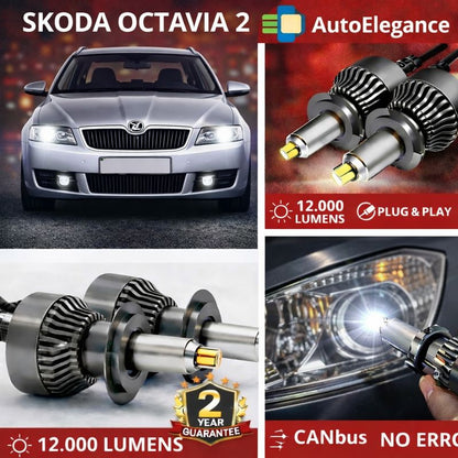 🔥KIT LED PER SKODA OCTAVIA 2  ANABAGLIANTI H7 CANBUS Bianco 6500K 360 gradi🔥