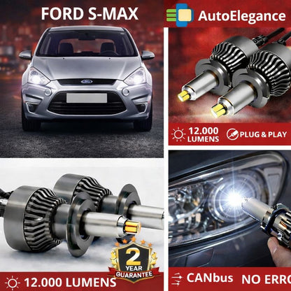 🔥KIT LED PER FORD S-MAX  ANABAGLIANTI H7 CANBUS Bianco 6500K 360 gradi🔥