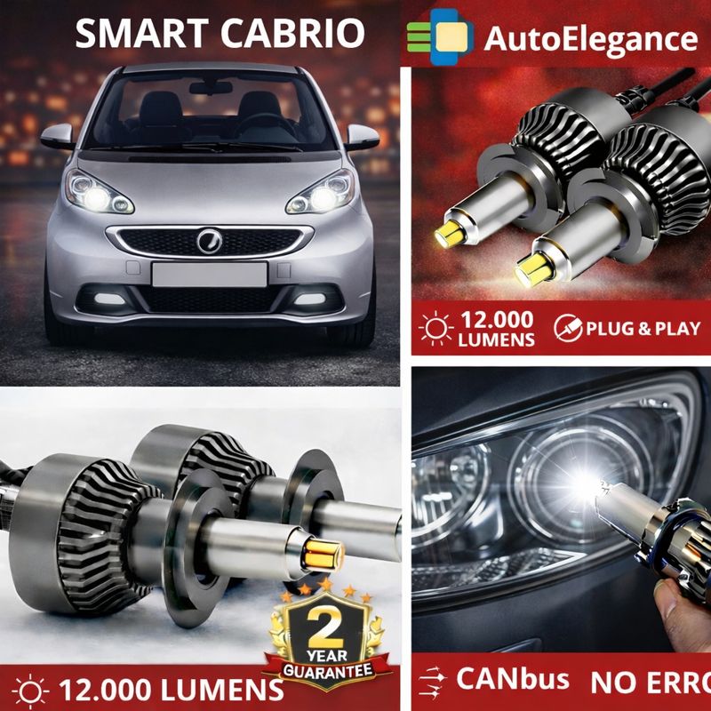 🔥KIT LED PER SMART CABRIO ANABAGLIANTI H7 CANBUS Bianco 6500K 360 gradi🔥