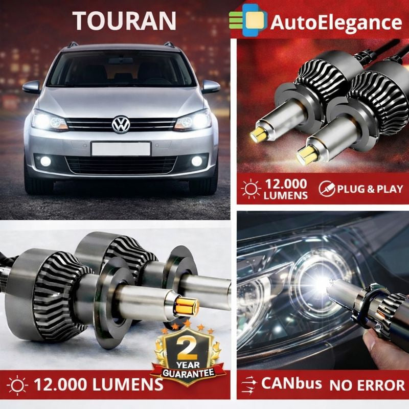 🔥KIT LED PER TOURAN RESTYLING ANABAGLIANTI H7 CANBUS Bianco 6500K 360 gradi🔥