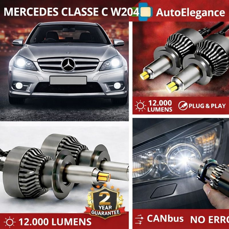 🔥KIT LED PER MERCEDES CLASSE C  ANABAGLIANTI H7 CANBUS Bianco 6500K 360 gradi🔥