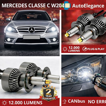🔥KIT LED PER MERCEDES CLASSE C  ANABAGLIANTI H7 CANBUS Bianco 6500K 360 gradi🔥