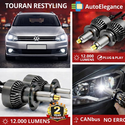 🔥KIT LED PER TOURAN RESTYLING ANABAGLIANTI H7 CANBUS Bianco 6500K 360 gradi🔥
