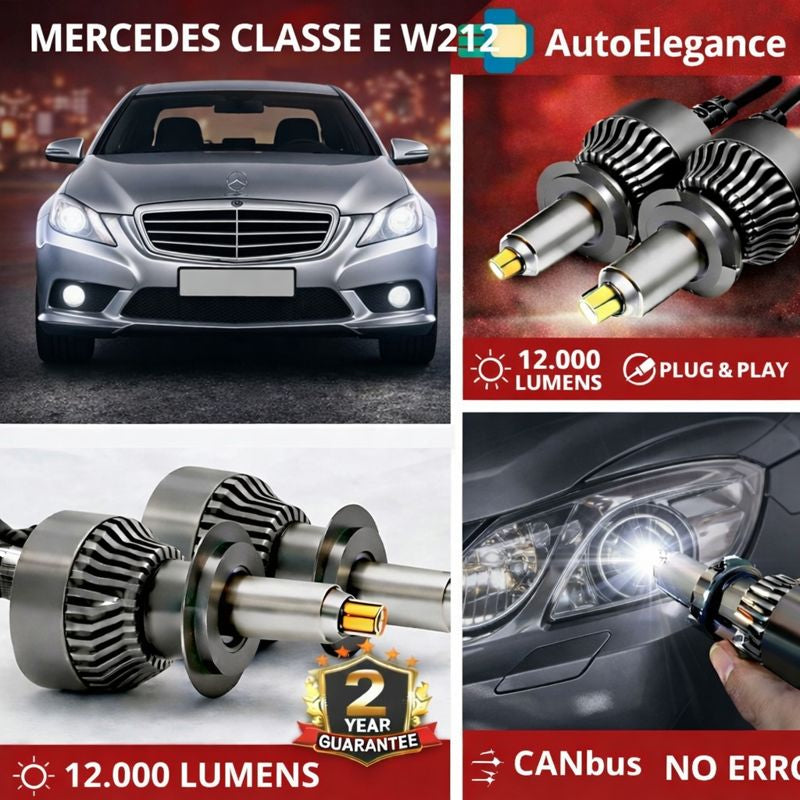 🔥KIT LED PER MERCEDES E W212 ANABAGLIANTI H7 CANBUS Bianco 6500K 360 gradi🔥