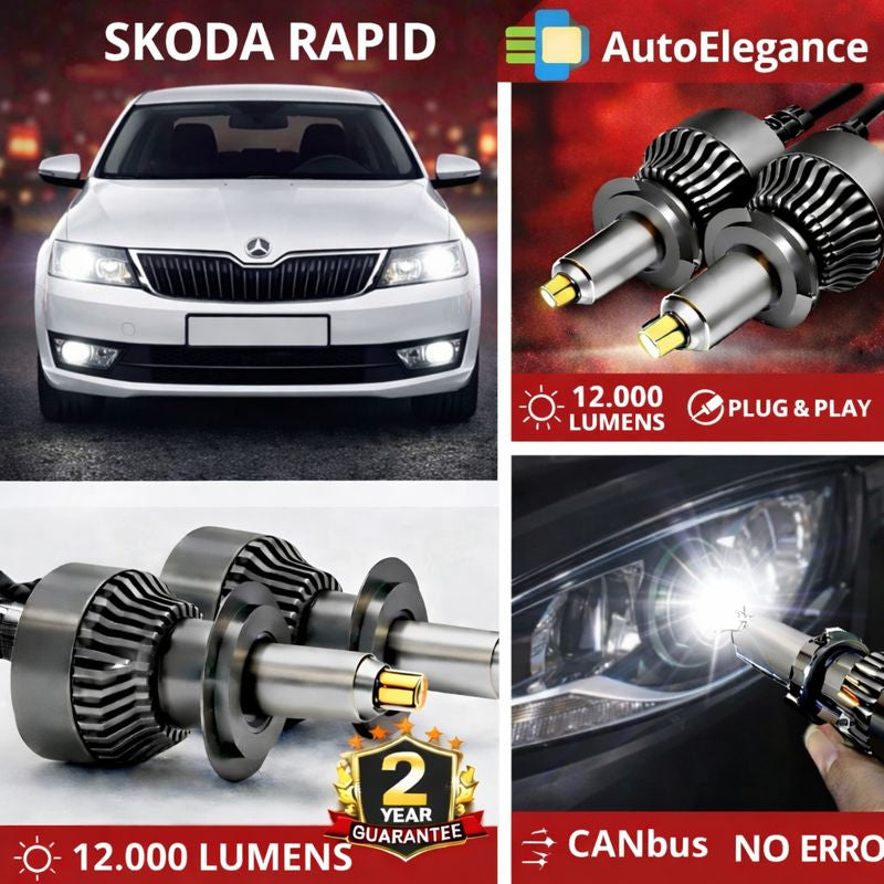 🔥KIT LED PER SKODA RAPID  ANABAGLIANTI H7 CANBUS Bianco 6500K 360 gradi🔥