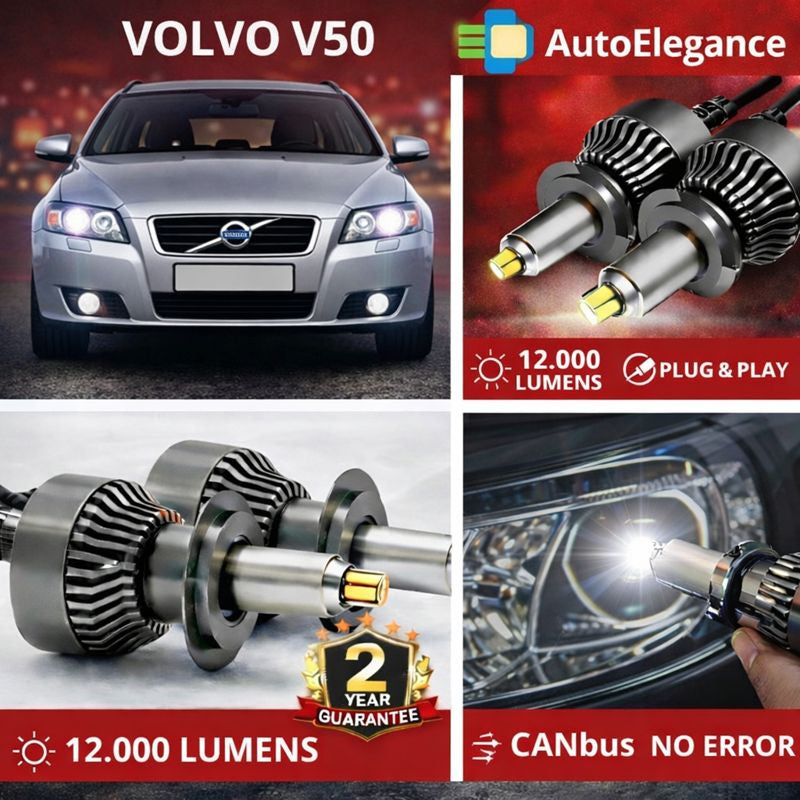 🔥KIT LED PER VOLVO V50 ANABAGLIANTI H7 CANBUS Bianco 6500K 360 gradi🔥